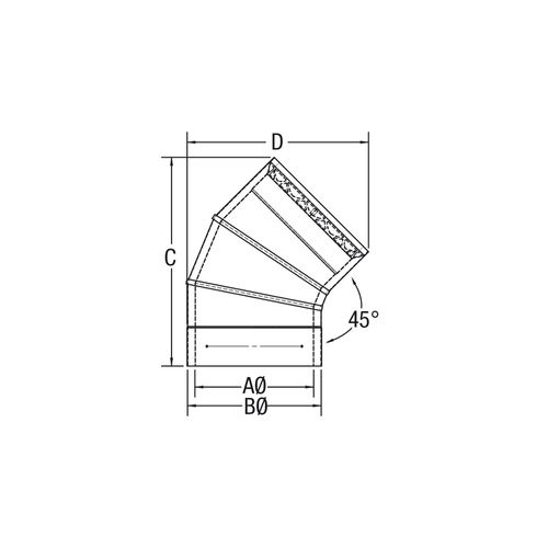 45° ELBOW 6" VORTEX DOUBLE WALL | Century Heating | Wood insert