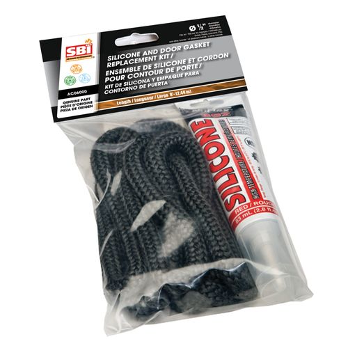 1/2" x 8' BLACK DOOR GASKET WITH SILICONE | Century Heating | Wood insert